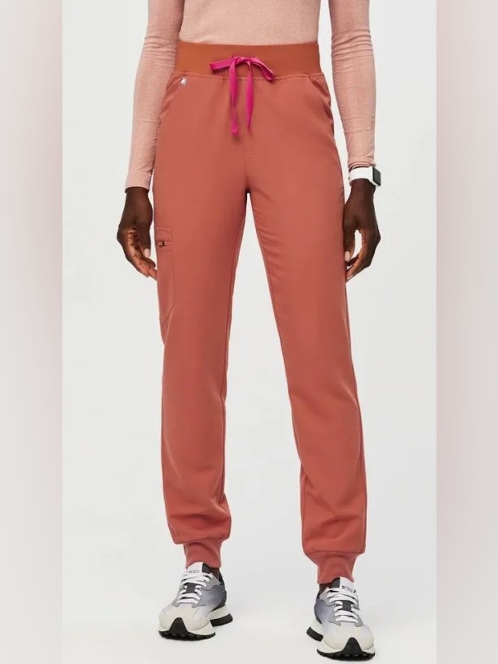 FIGS High-Waisted Zamora Jogger Scrub Pants Terracotta Size M PO 3186
